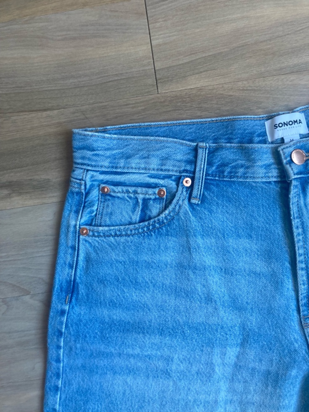 Sonoma jean short mid rise raw hem cotton boho coastal cowgirl western size 14 - Picture 6 of 13
